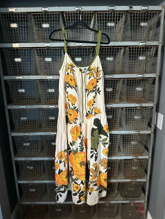 FARM Rio White V-Neck A-Line Maxi Dress Size XL 38228 - Picture 5 of 11